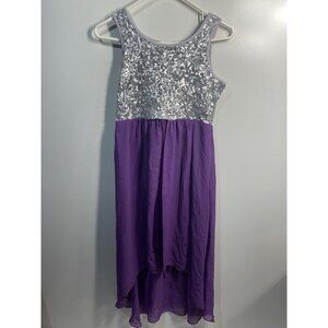 roxette girls silver & purple tank top sleeveless dress size large